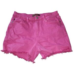 Judy Blue Pink Frayed Hem Denim Shorts. Sz. L